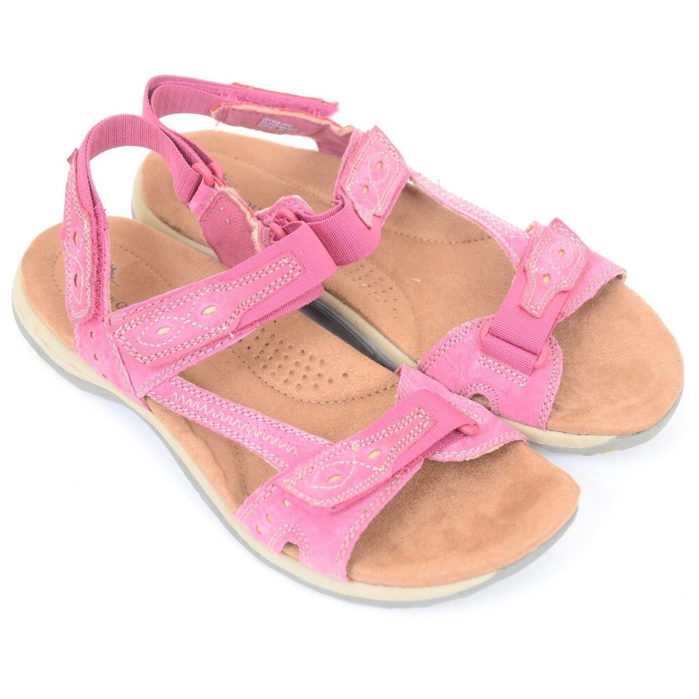 Earth Origins Womens 9 WIDE Barkley Red Plum Hook & Loop Comfy Sandals Walking